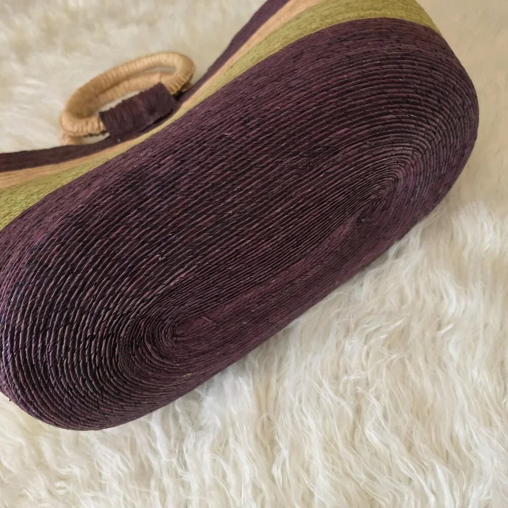 Bohemian Straw Bag Tote Large Colorblock Raffia Resortwear Vacation Beach